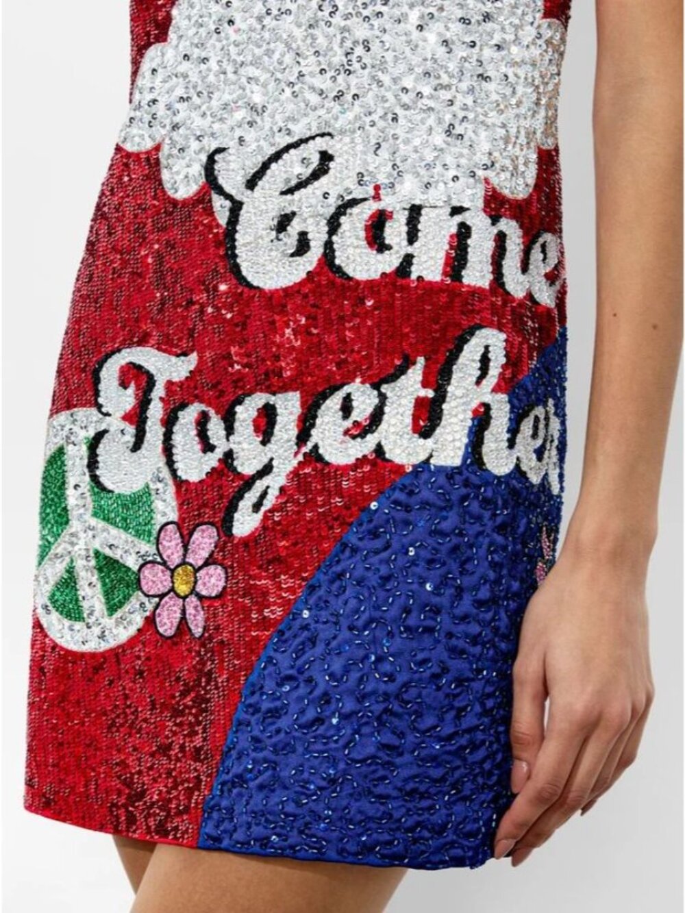 Alice + Olivia X The Beatles Come Together Clyde Sequin Shift Dress 6 NWT $995 - Picture 3 of 16